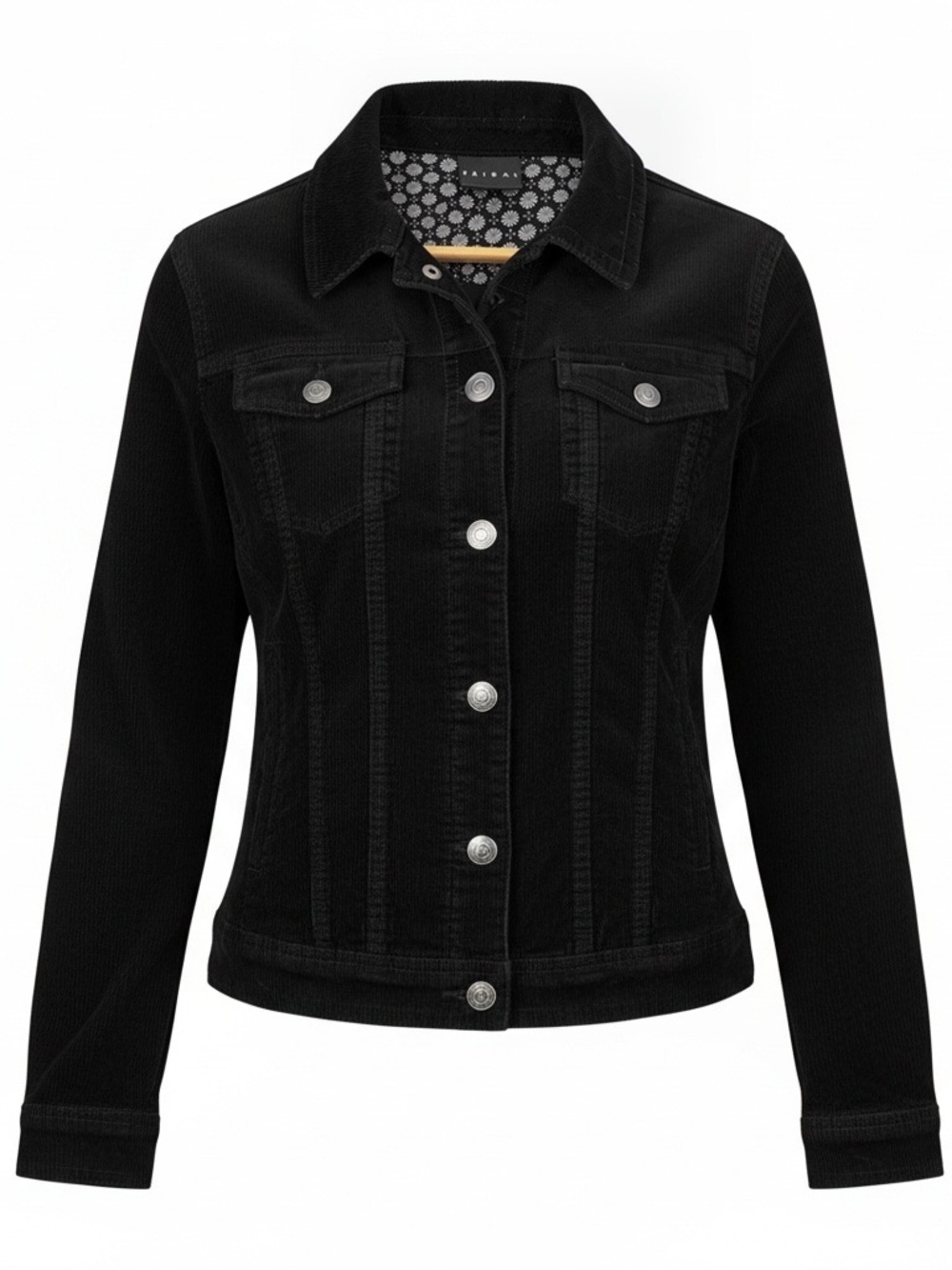 Tribal Black Corduroy Button-Front Jacket